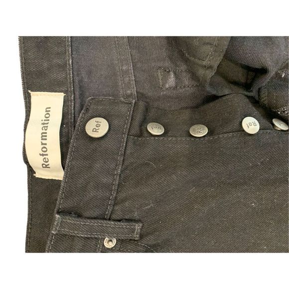 Reformation Women's Jordi Kick Flare Jeans Button Fly Pants Black Size 29 - Picture 6 of 6